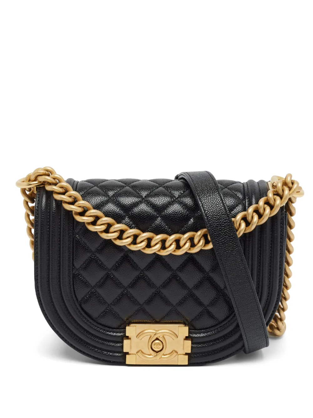 CHANEL Pre-Owned small Boy curved-shape cross-body bag - Black