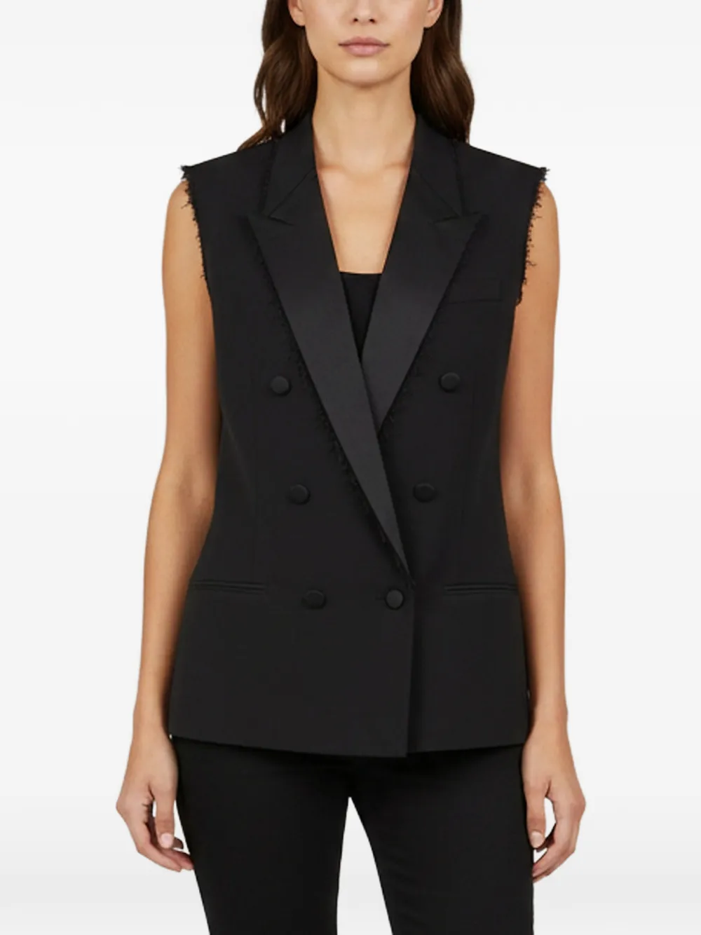 Saint Laurent Pre-Owned sleeveless distressed blazer-style waistcoat - Nero
