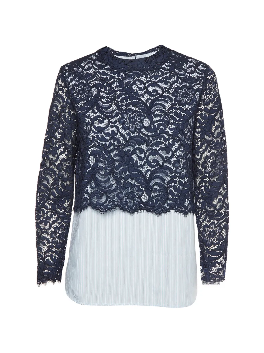 SANDRO pinstripe lace-overlay blouse - Blu