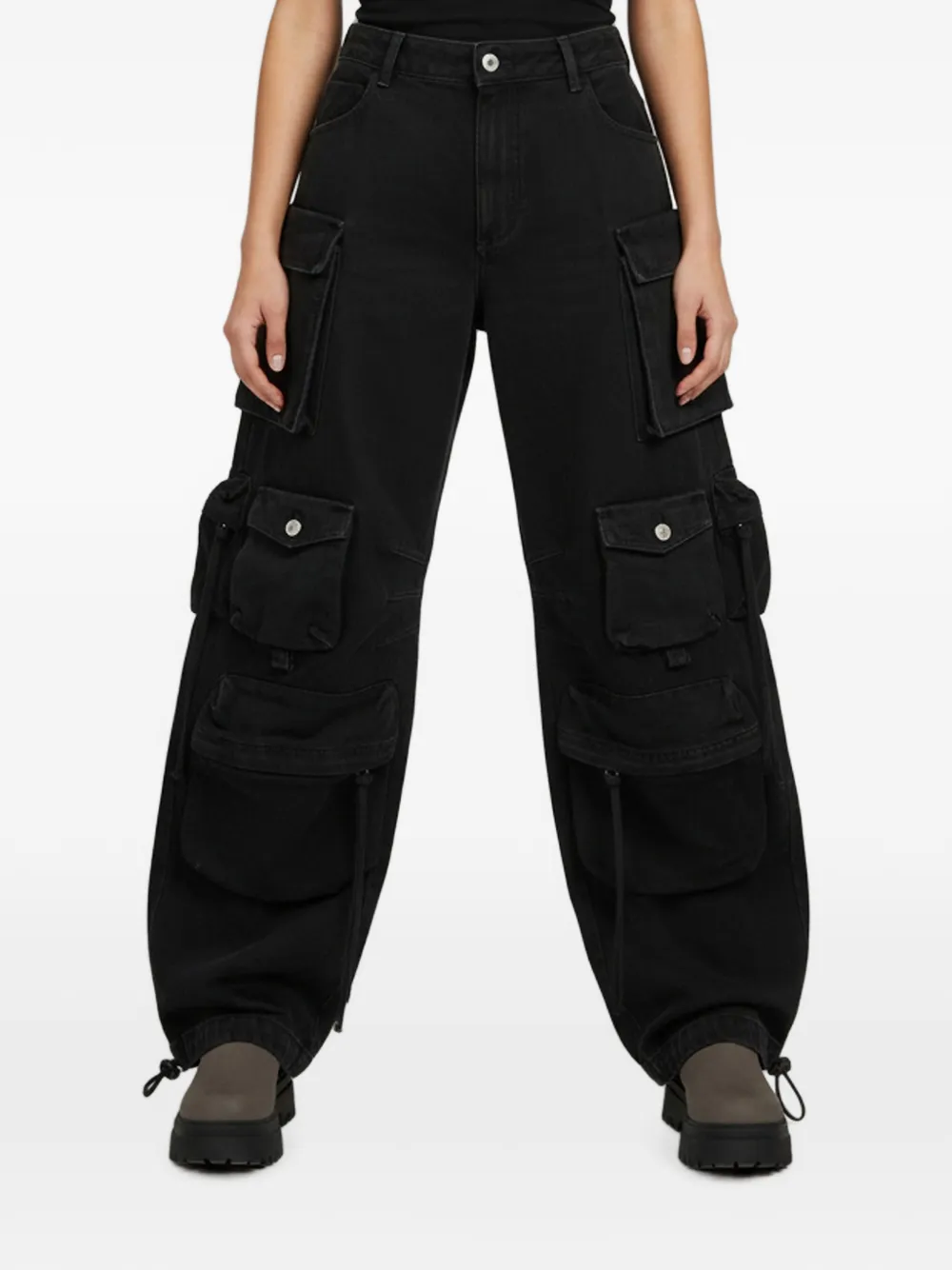 The Attico multi-pocket cargo jeans - Nero