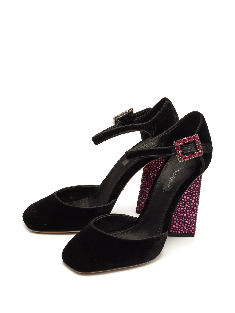 Dolce & Gabbana Pre-Owned crystal-embellished block-heel pumps - Zwart