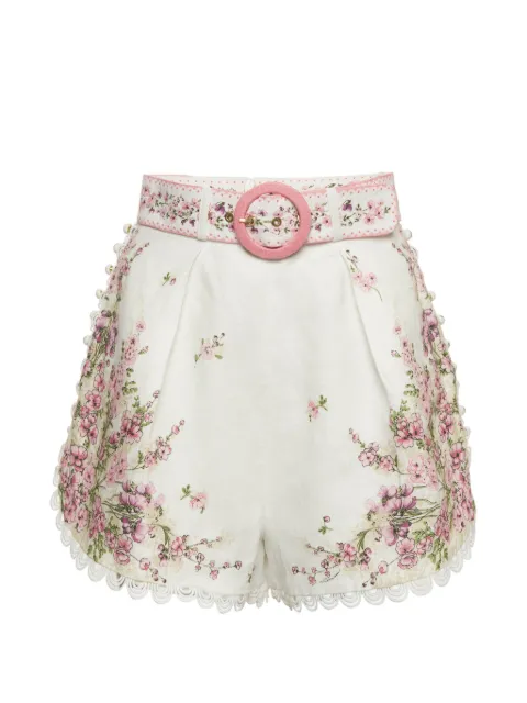 ZIMMERMANN floral-print belted mini shorts