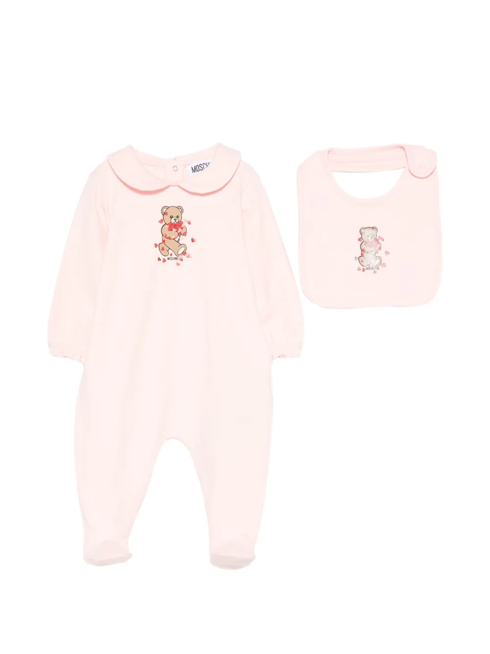 Moschino Kids Teddy Bear Peter Pan-collar babygrow set - Rosa