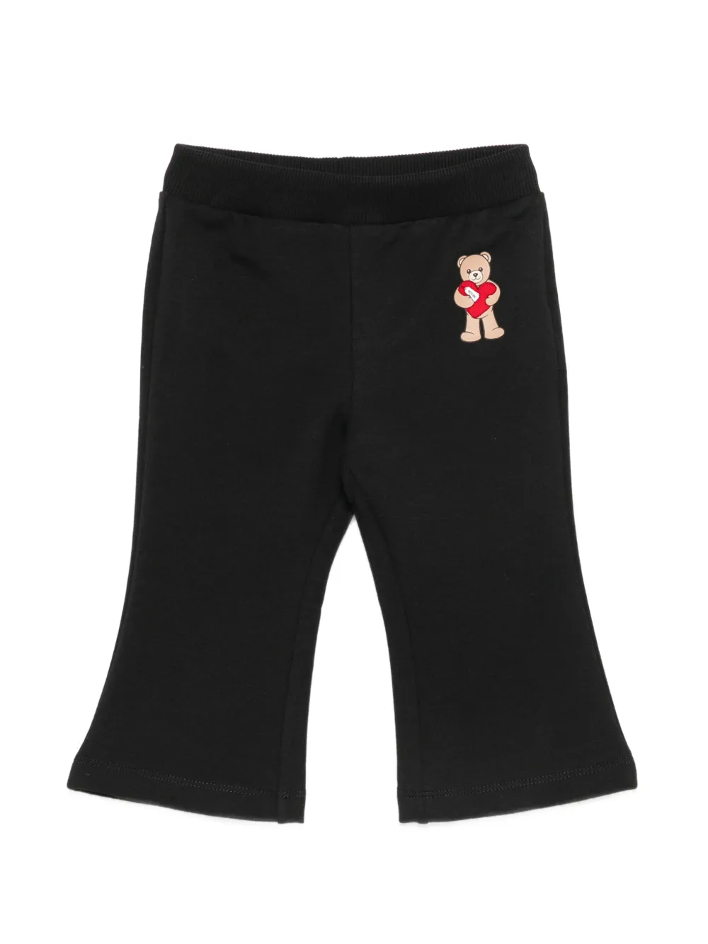 Moschino Kids Teddy Bear flared cotton trousers - Nero