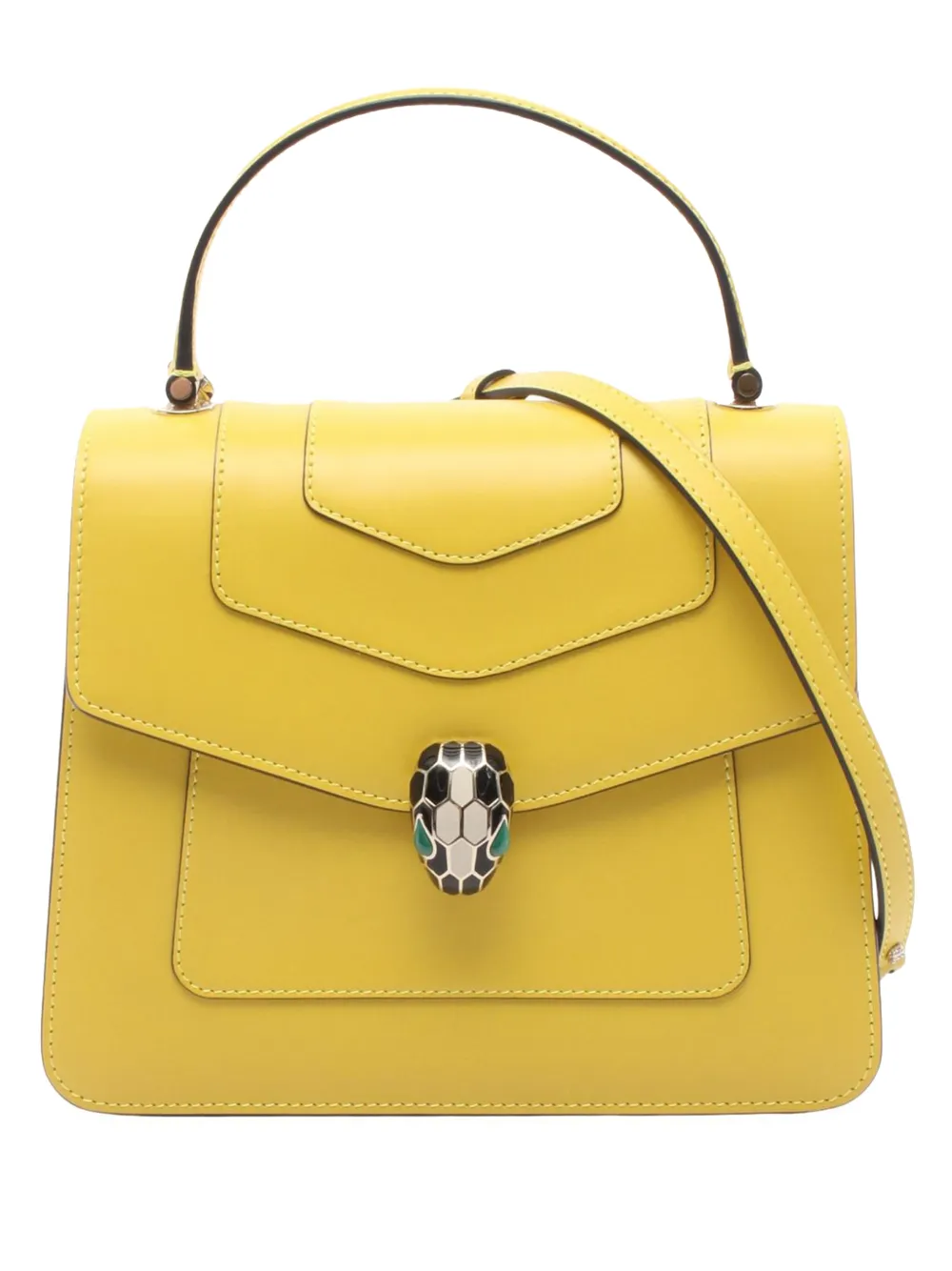 Bvlgari Pre-Owned Borsa a tracolla Serpenti Forever piccola in pelle di vitello con manico 2010-2026 - Giallo