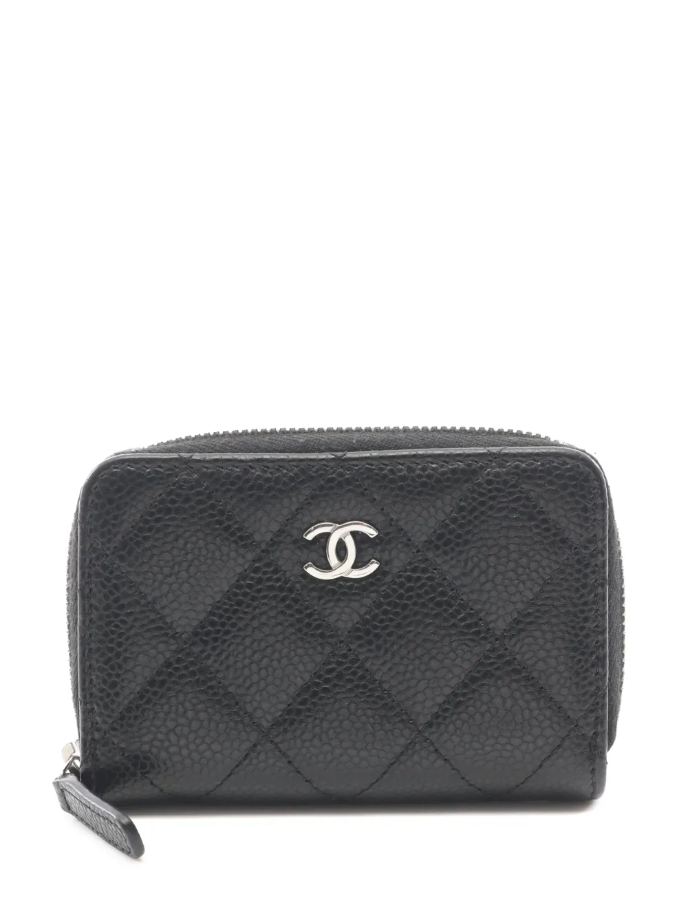 CHANEL Pre-Owned Portamonete CC in pelle Caviar trapuntata con zip 2021-2026 - Nero