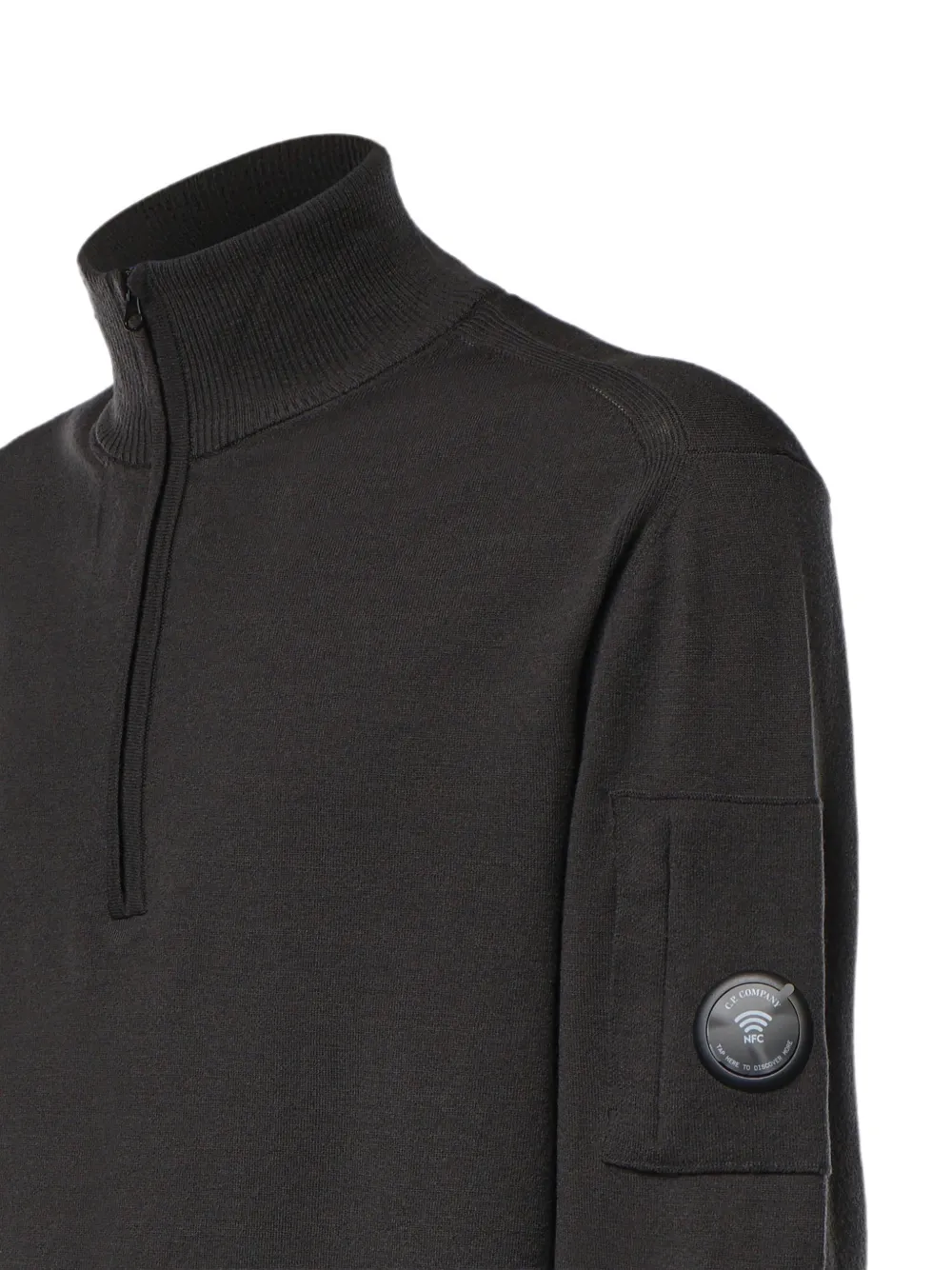 C.P. Company Trui met kwartrits en Lens-detail Zwart
