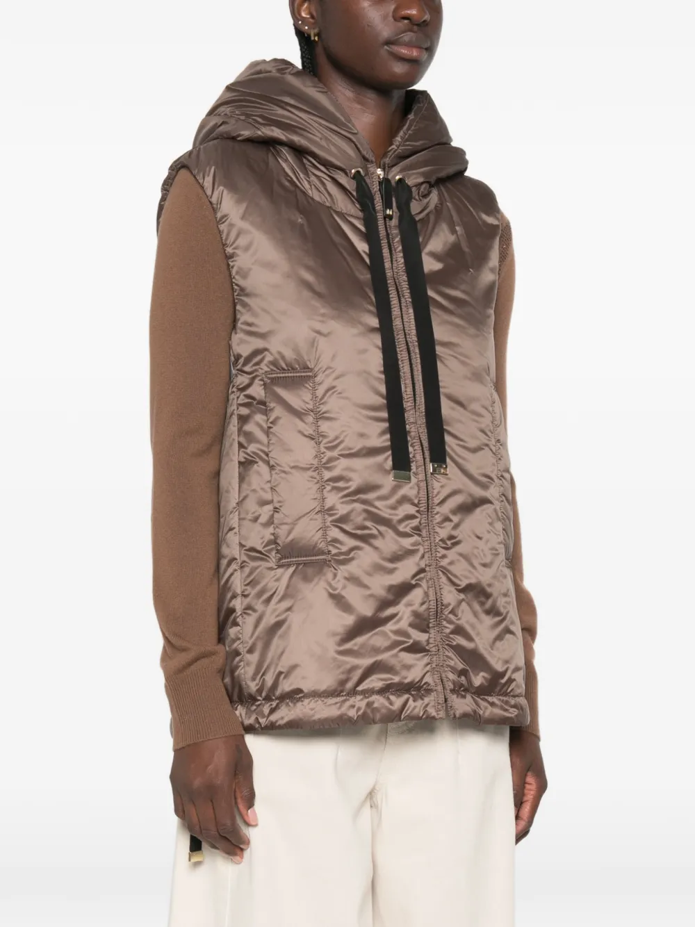 Max Mara The Cube gilet met capuchon Bruin