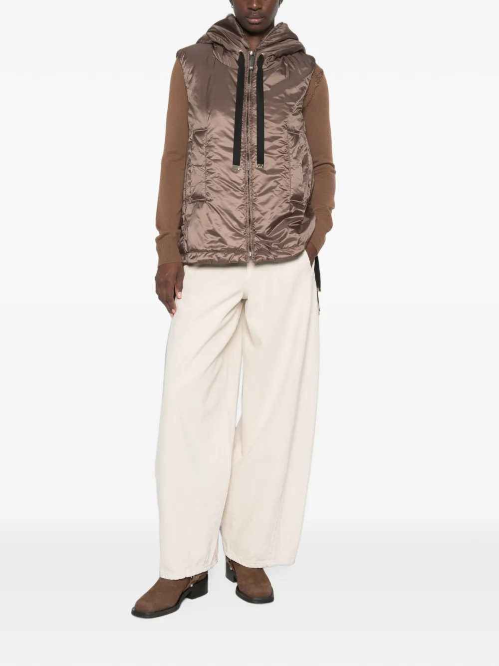 Max Mara The Cube gilet met capuchon Bruin