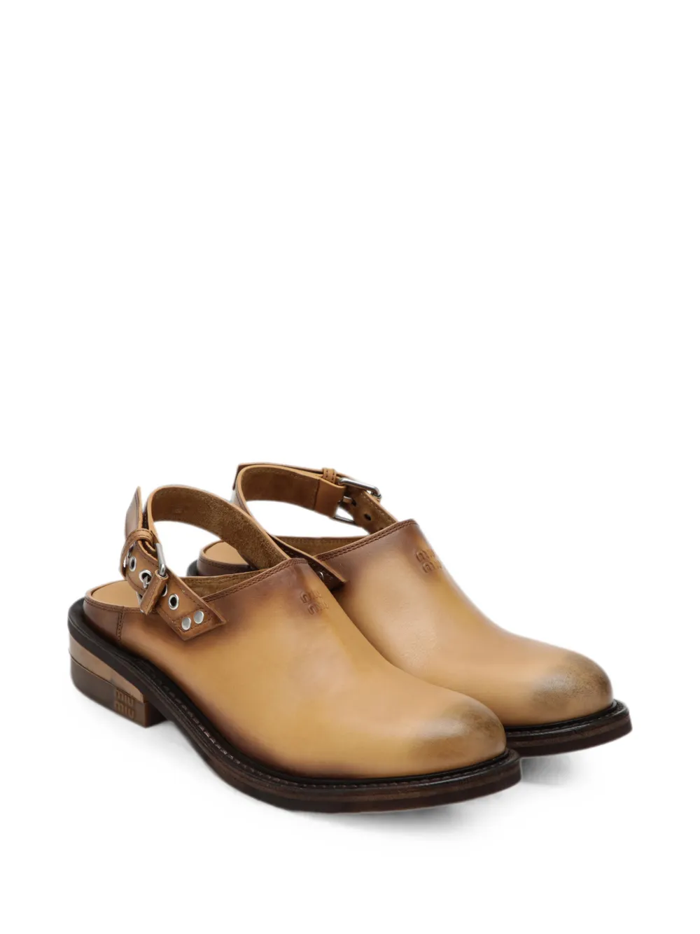 Miu buckle-fastening slingback mules Beige