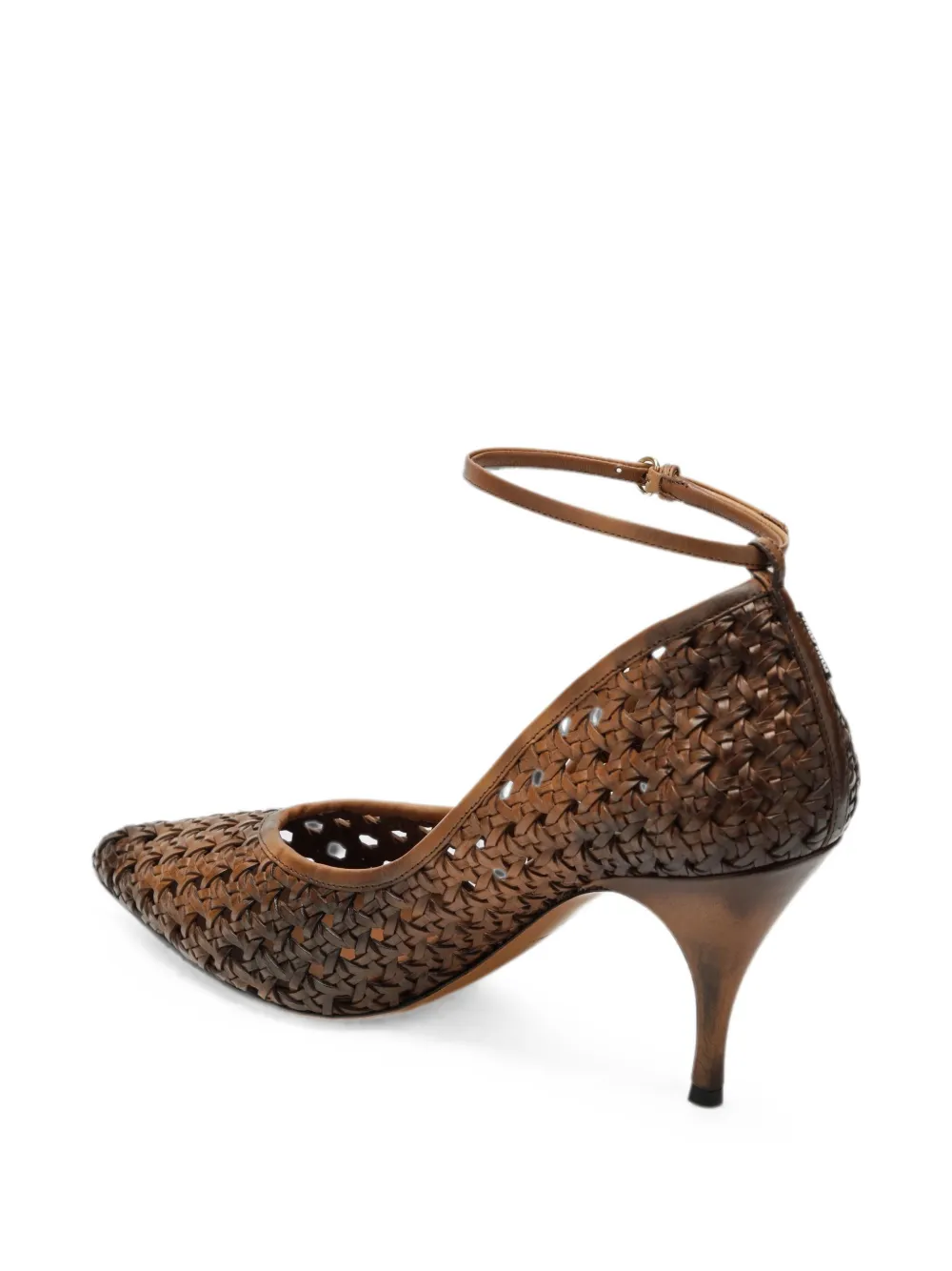 Miu woven-leather ankle-strap pumps Bruin