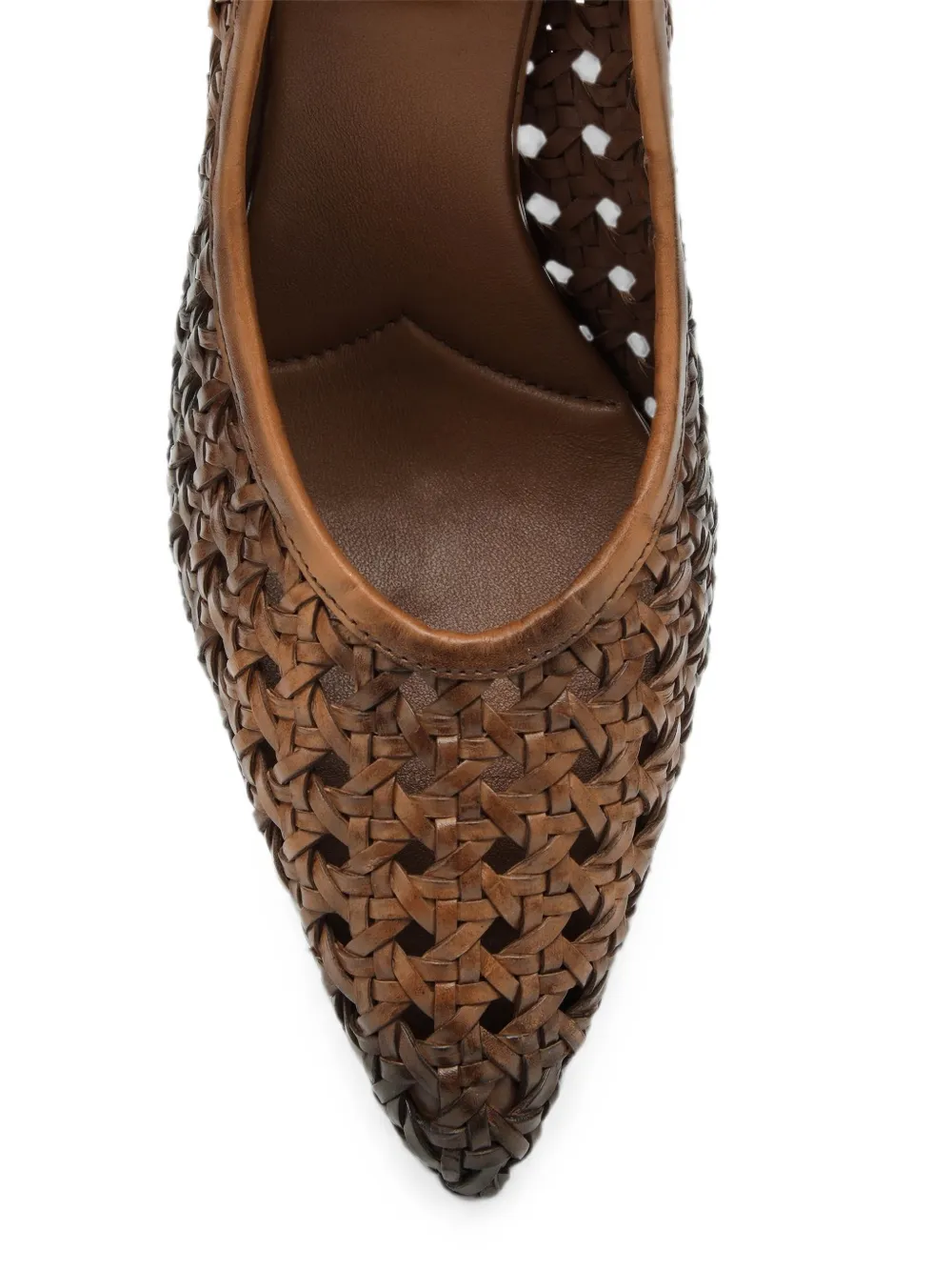 Miu woven-leather ankle-strap pumps Bruin