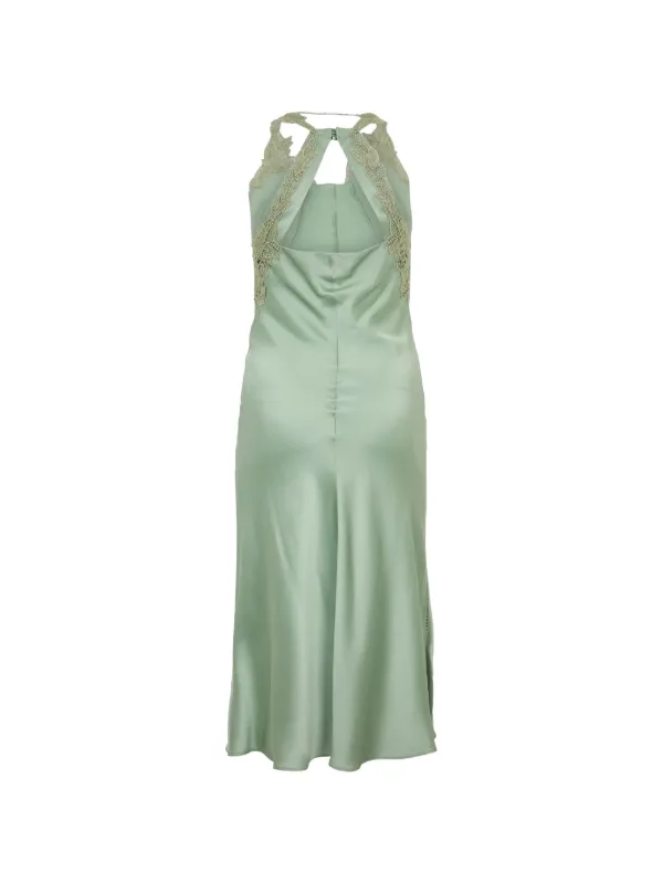alberta ferretti green silk dress lace-panel Maxi | sleeve-style_Straps