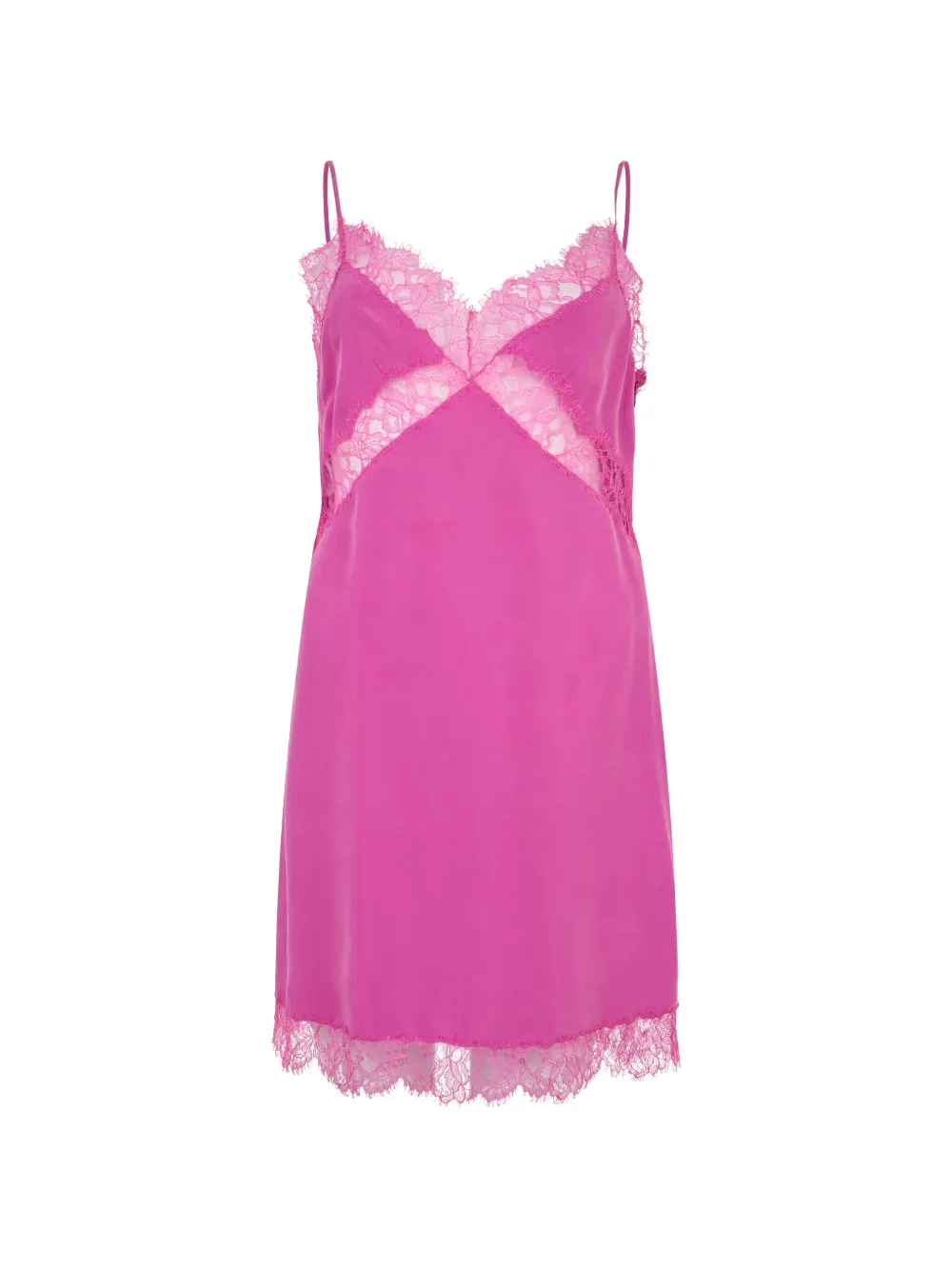 Alberta Ferretti lace-trim silk mini dress - Rosa