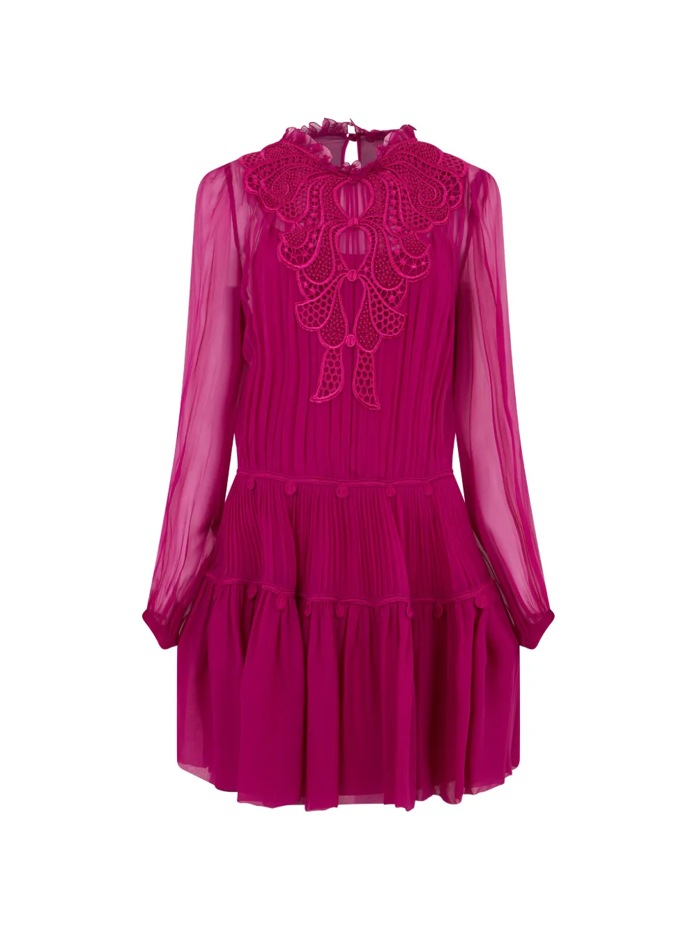 Alberta Ferretti Geplooide mini-jurk met afwerking van kant Roze