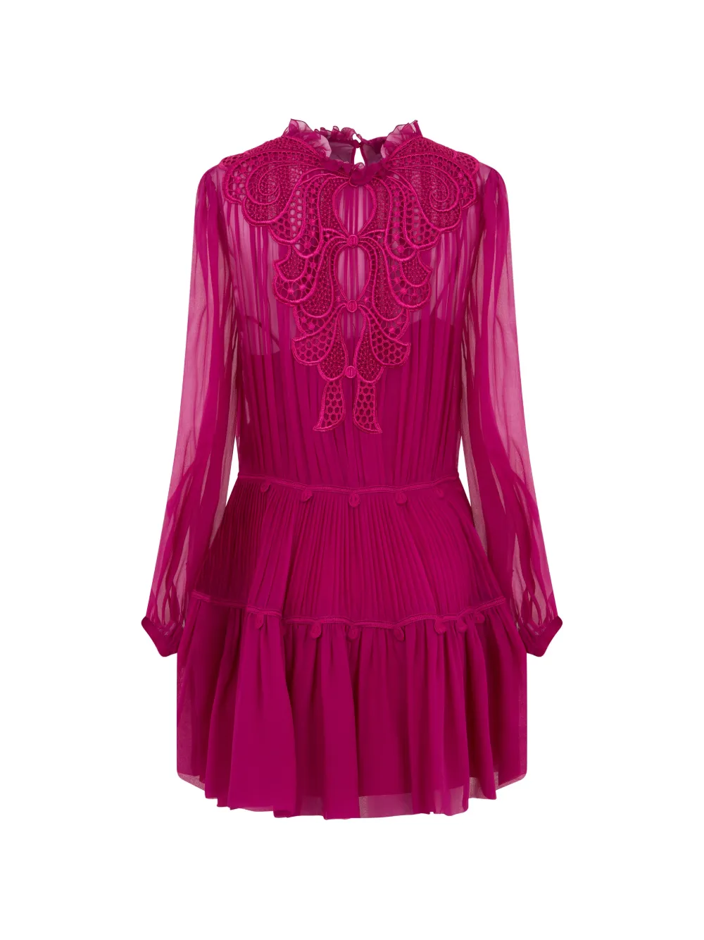 Alberta Ferretti lace-trimmed pleated mini dress - Rosa