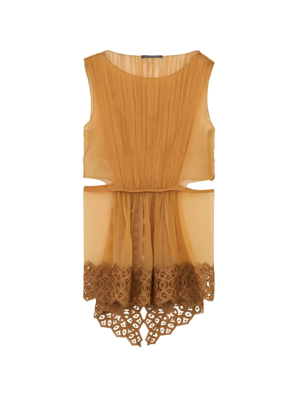 Alberta Ferretti lace-hem pleated blouse - Neutrals