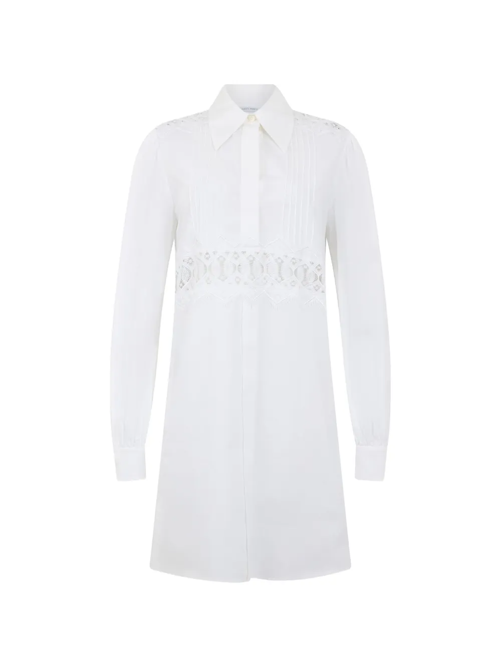 Alberta Ferretti lace-panel pintuck-detail mini dress - White