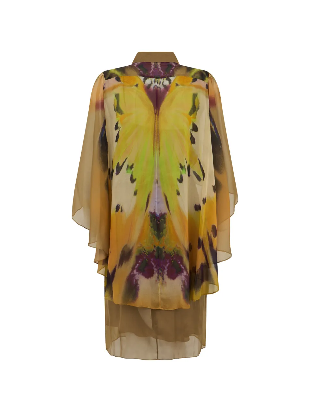 Alberta Ferretti Jurk met wijde mouwen en vlinderprint Geel