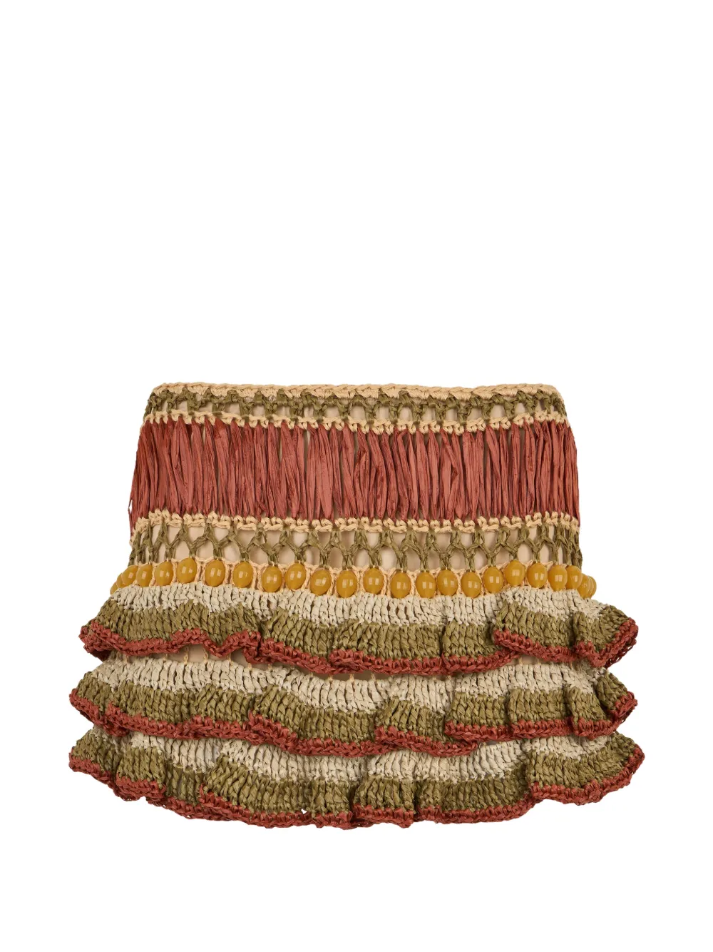 Alberta Ferretti Ruffled Bead-embellished Mini Skirt In Multi