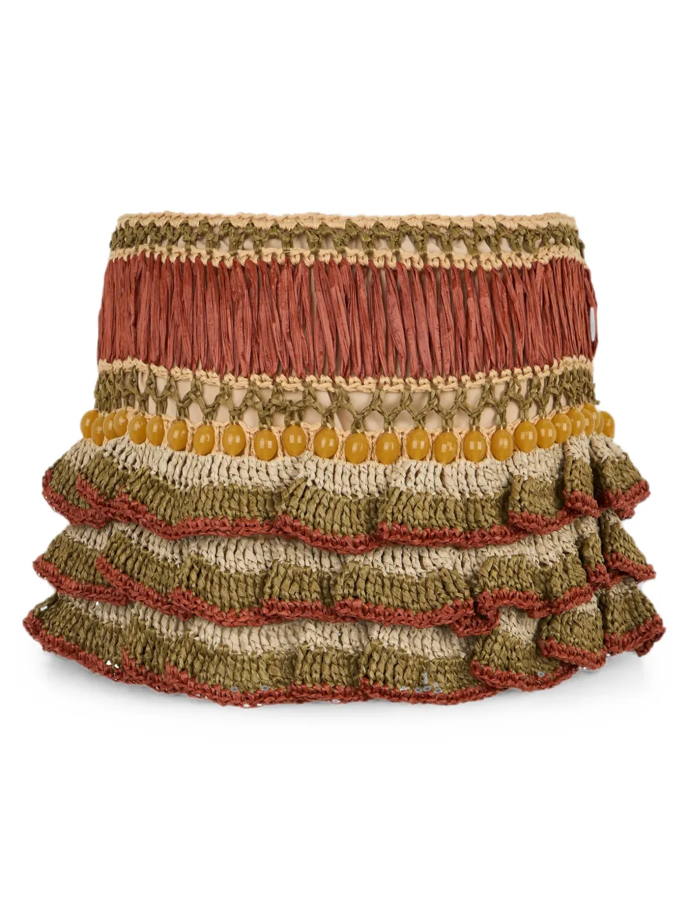 Alberta Ferretti Mini-rok verfraaid met kralen en ruches Beige