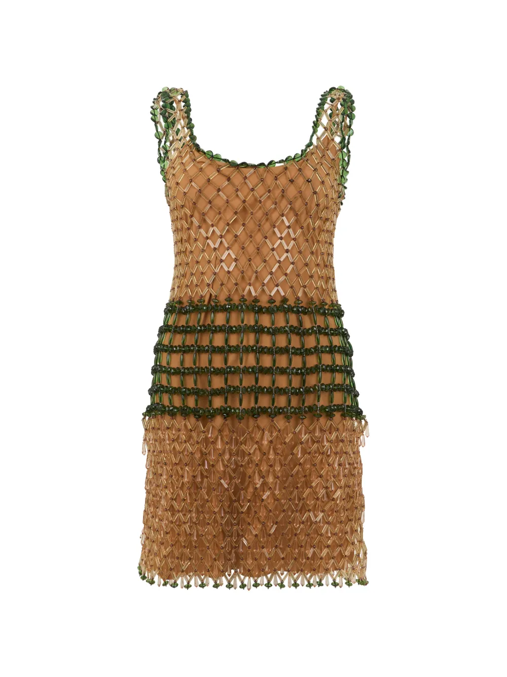 Alberta Ferretti Mini-jurk verfraaid met kralen en franje Bruin