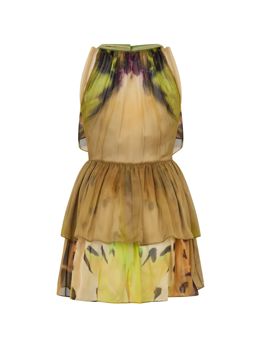 Alberta Ferretti Mini-jurk met bloemenprint en ruches Geel