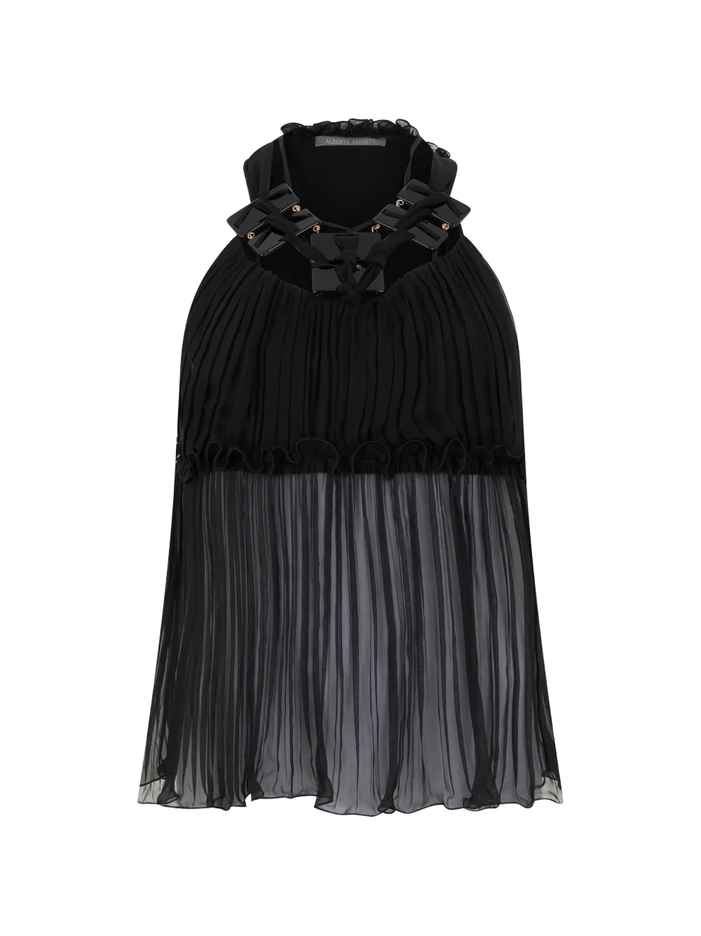 Alberta Ferretti ruffled pleated top - Nero