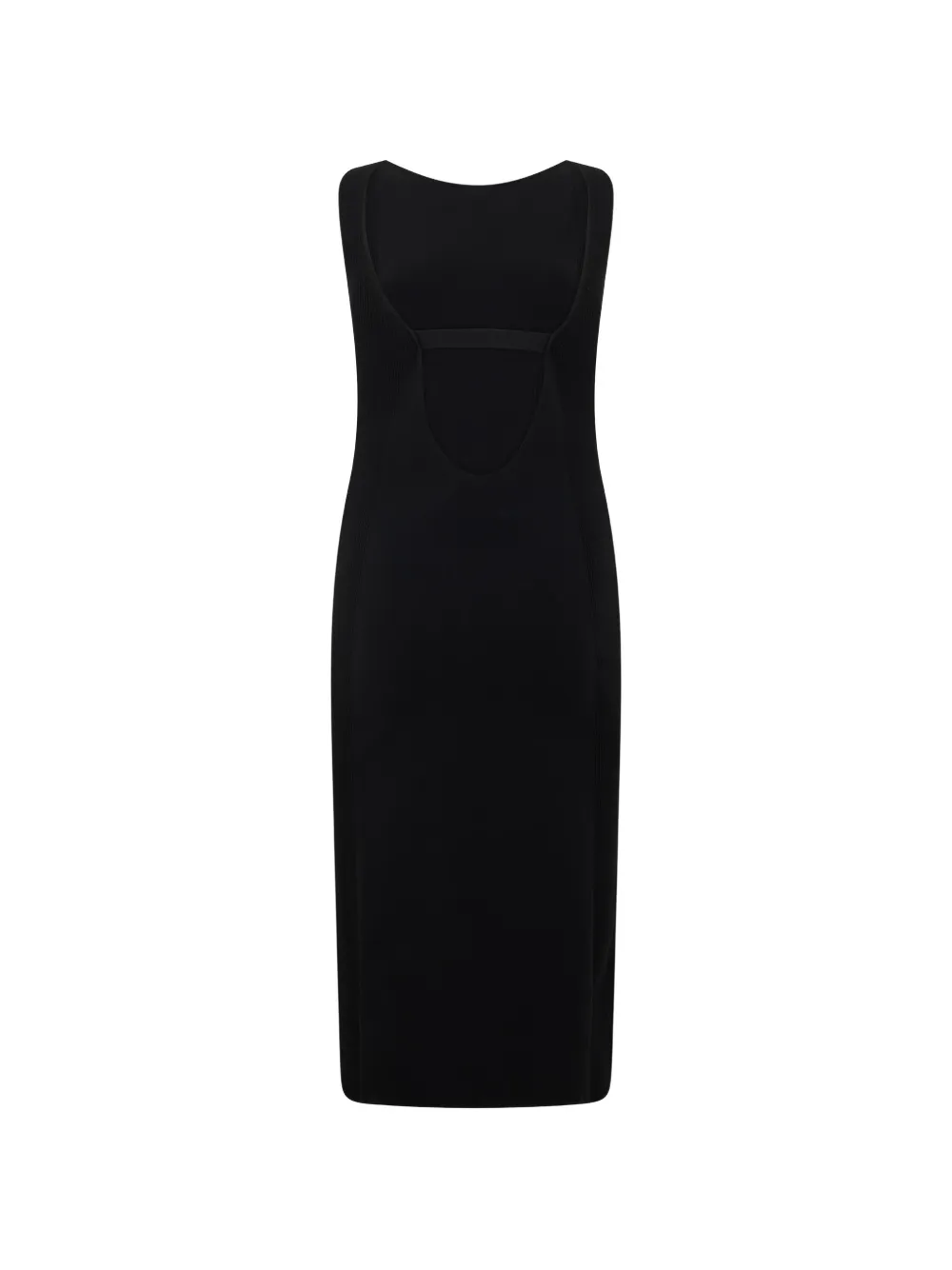 Alberta Ferretti Ribgebreide midi-jurk met open rug Zwart