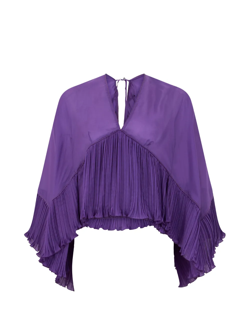 Alberta Ferretti pleated-trim wide-sleeves blouse - Purple