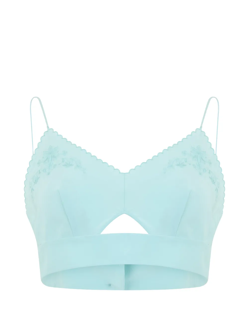 Alberta Ferretti scalloped floral-embroidered top - Blu