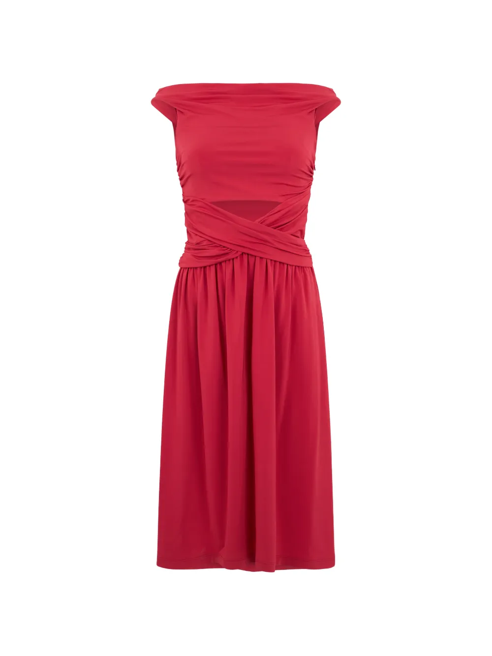 Alberta Ferretti pleated crossover-waist midi dress - Red