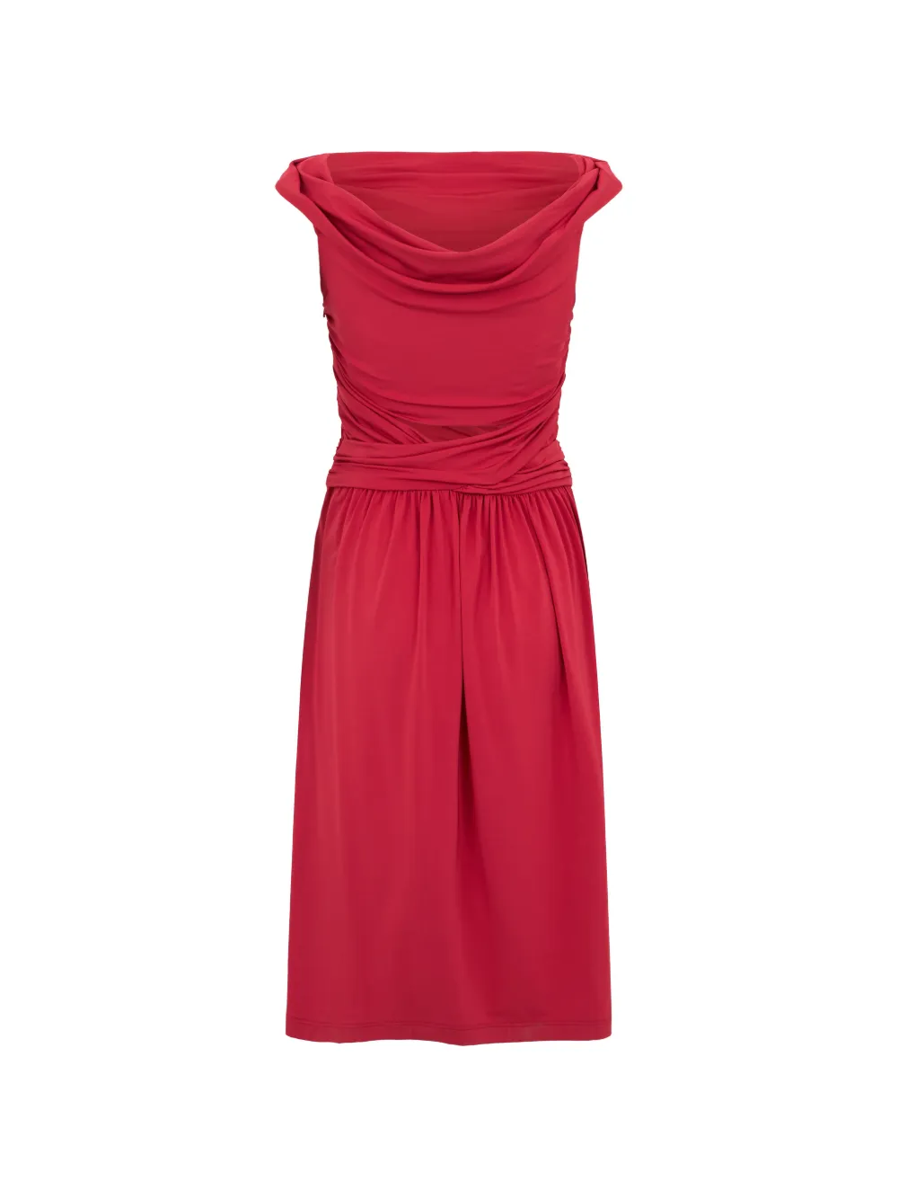 Alberta Ferretti Geplooide midi-jurk met gekruiste taille Rood