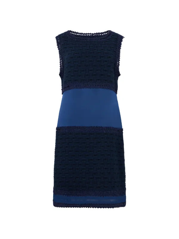 Alberta Ferretti crochet-knit color-block Mini Dress | Blue