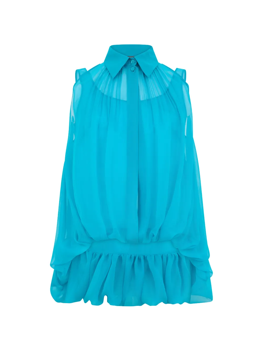 Alberta Ferretti ruffled-hem silk blouse - Blu