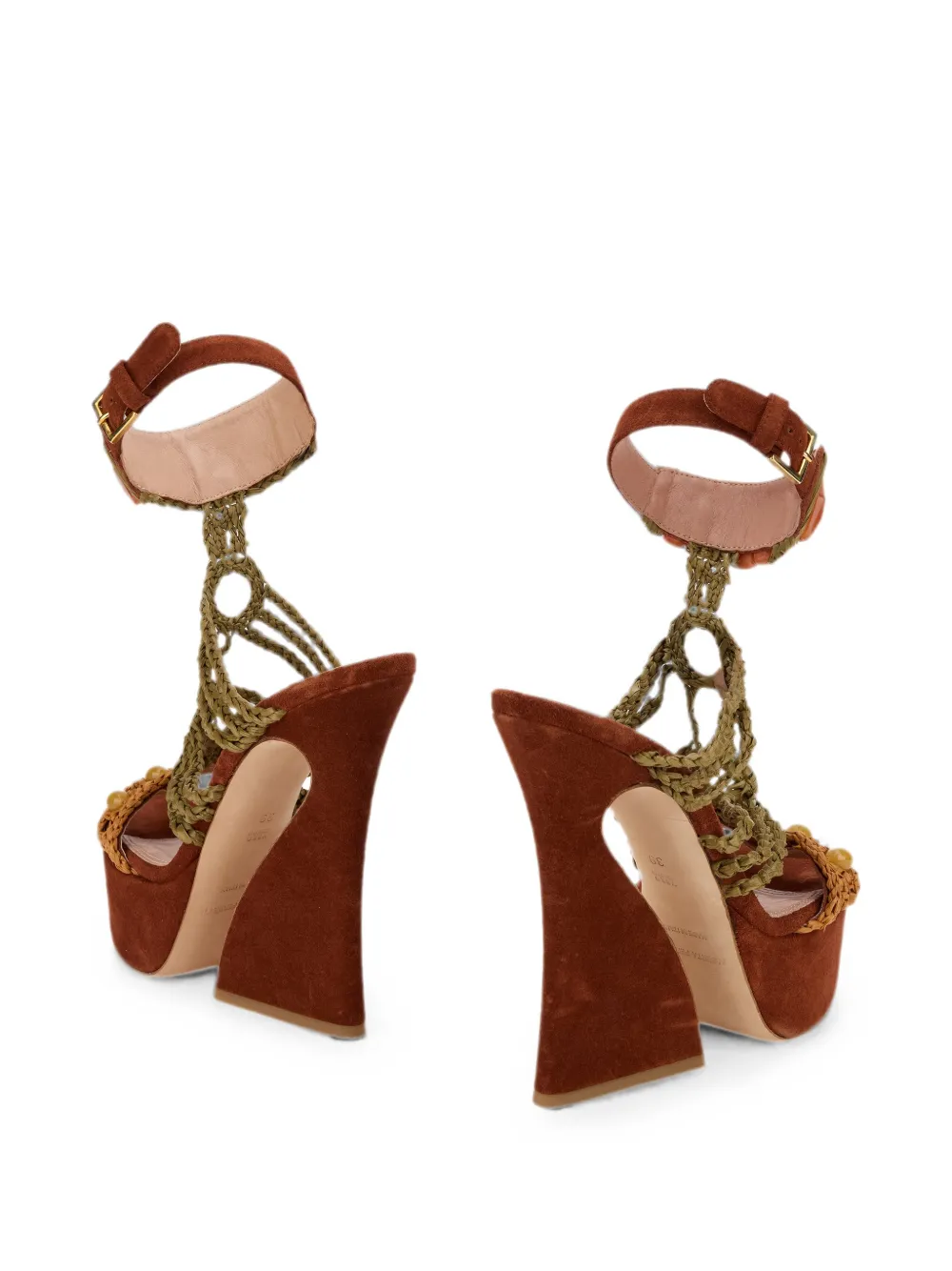 Alberta Ferretti bead-embellishment heeled sandals Bruin