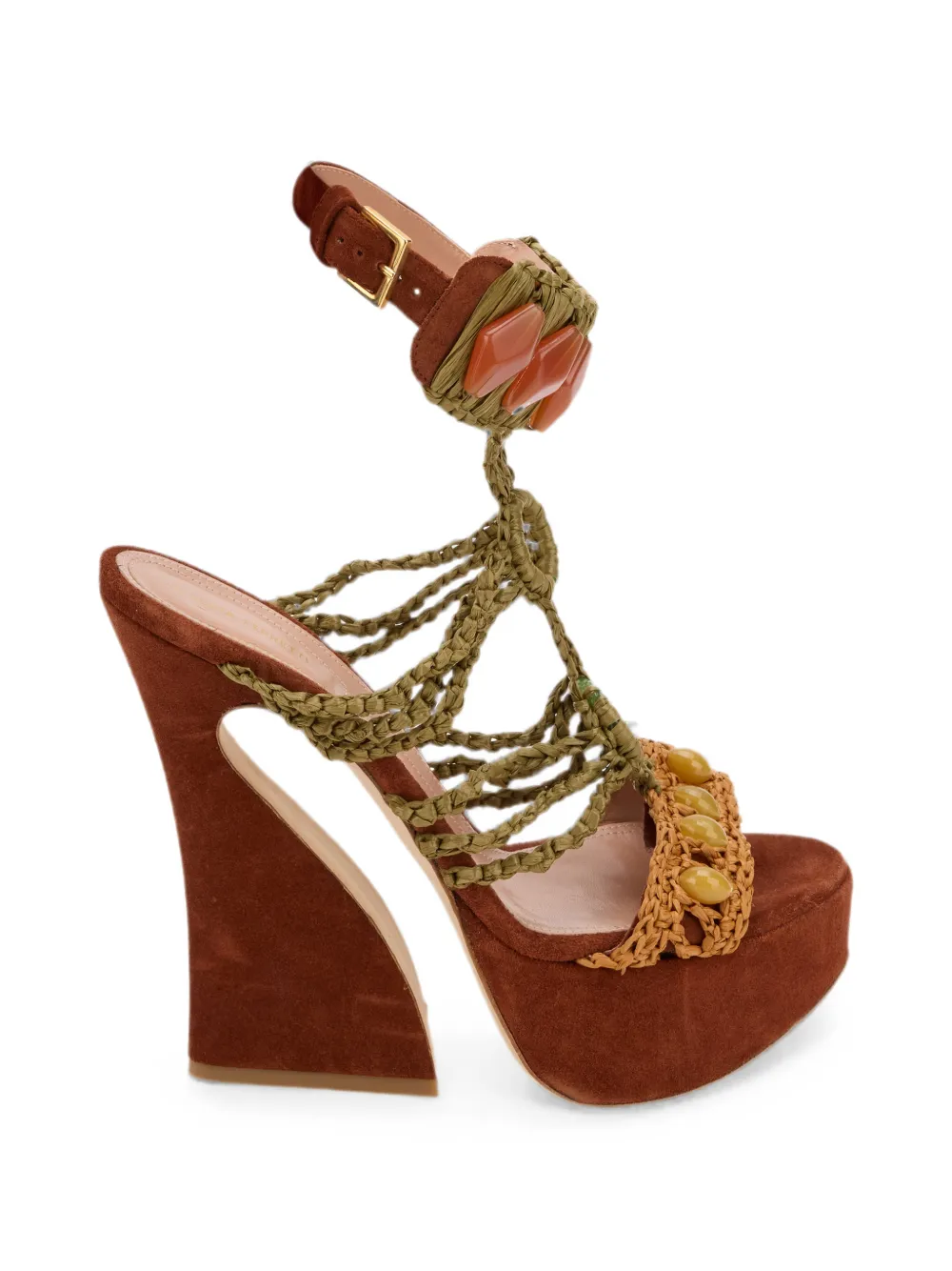 Alberta Ferretti bead-embellishment heeled sandals Bruin