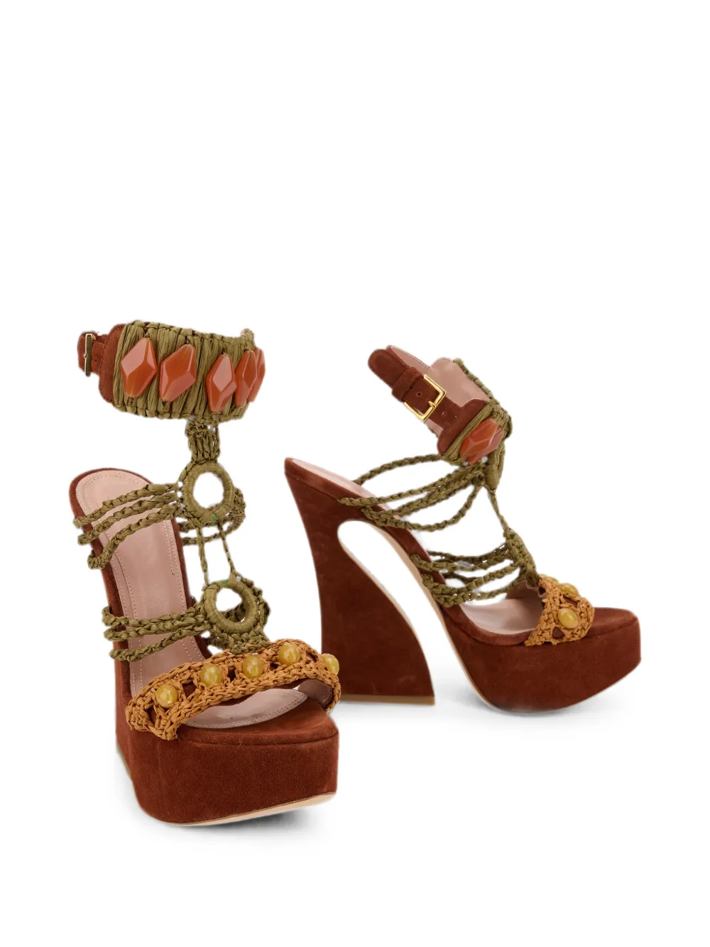 Alberta Ferretti bead-embellishment heeled sandals Bruin