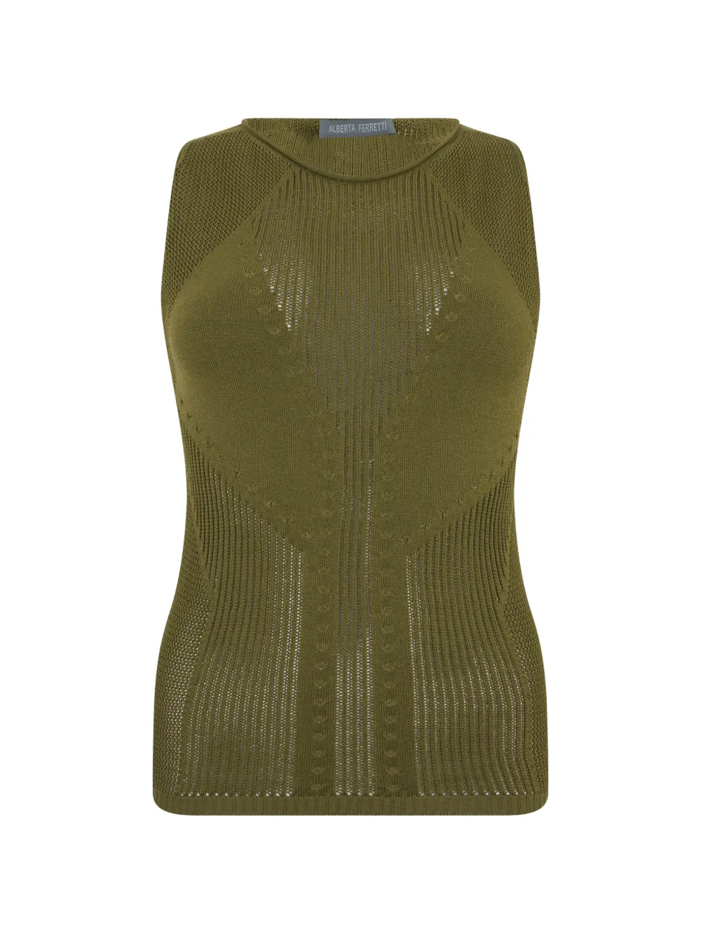 Alberta Ferretti pointelle-knit sleeveless top - Verde