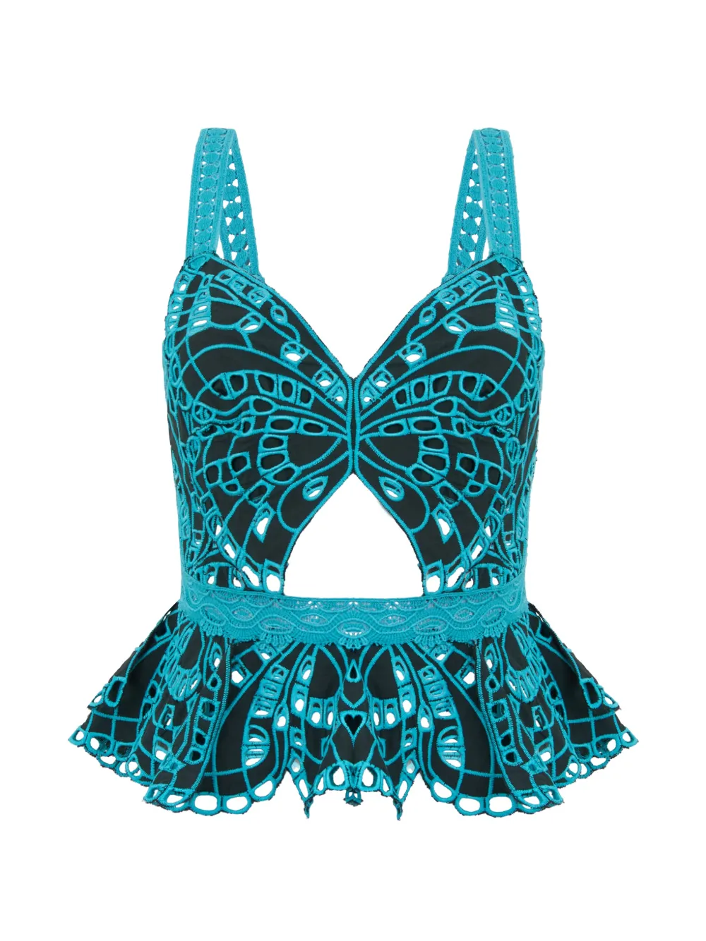 Alberta Ferretti butterfly-pattern peplum blouse - Nero