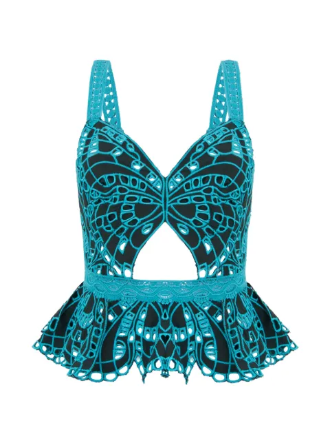 Alberta Ferretti butterfly-pattern peplum blouse