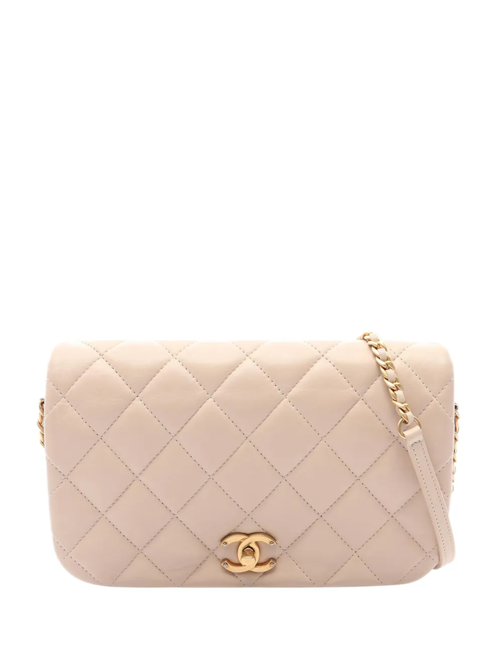 CHANEL Pre-Owned 2020 CC Quilted Lambskin Full Flap crossbody bag - Neutrals