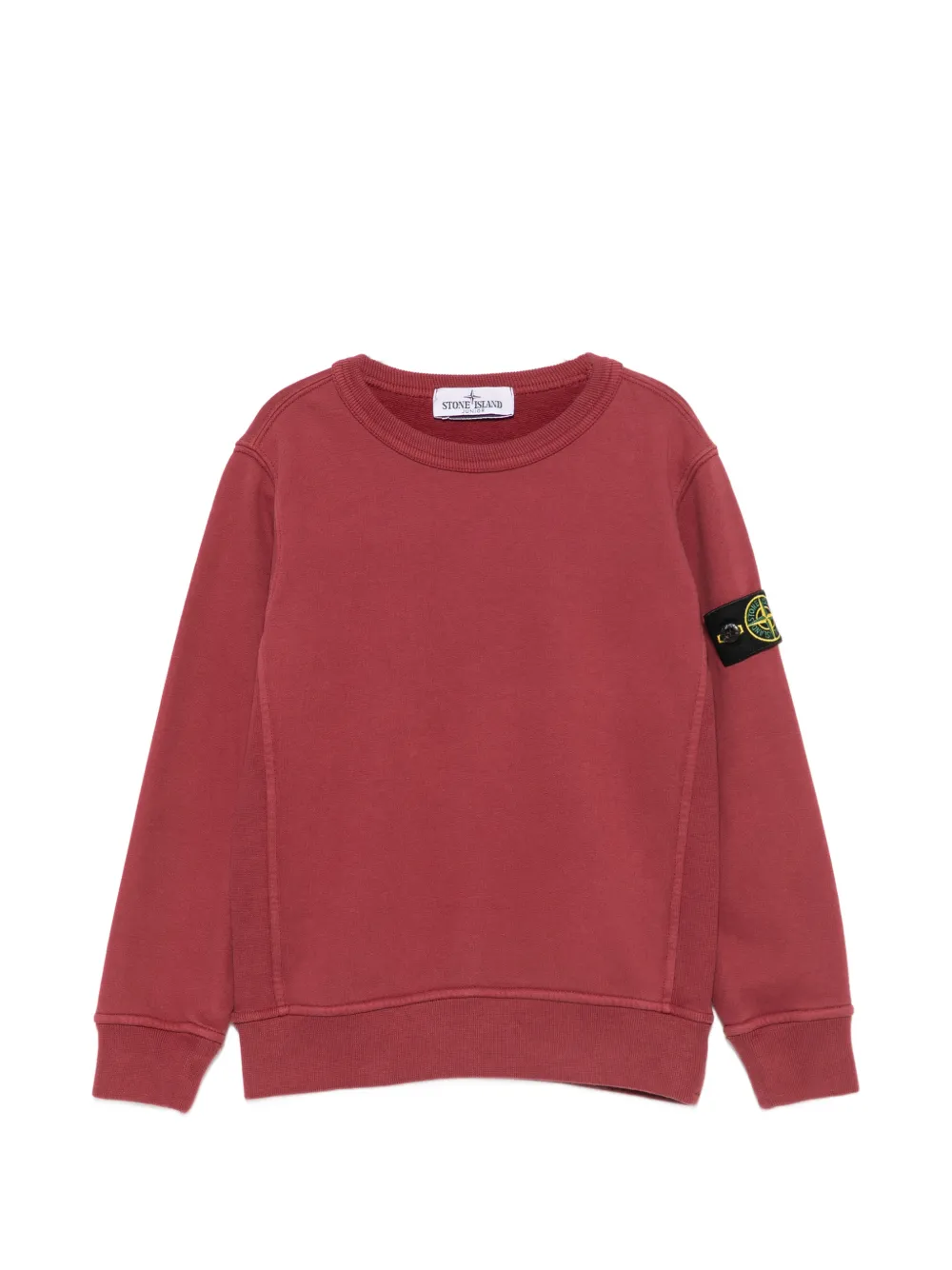 Stone Island Junior logo-patch cotton sweatshirt - Rosso