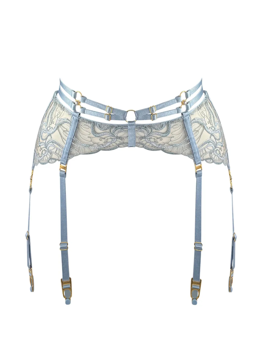 Bordelle Pearl embroidered suspender belt - Blau