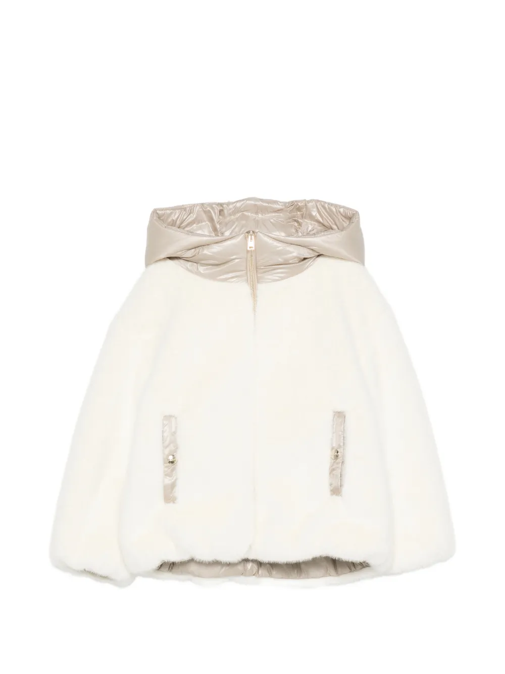Herno Kids hooded faux-fur jacket - Toni neutri