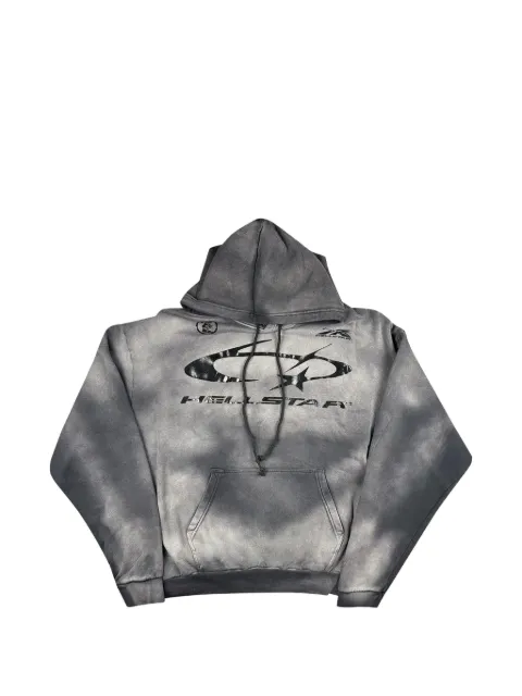 HELLSTAR logo-print acid-wash hoodie