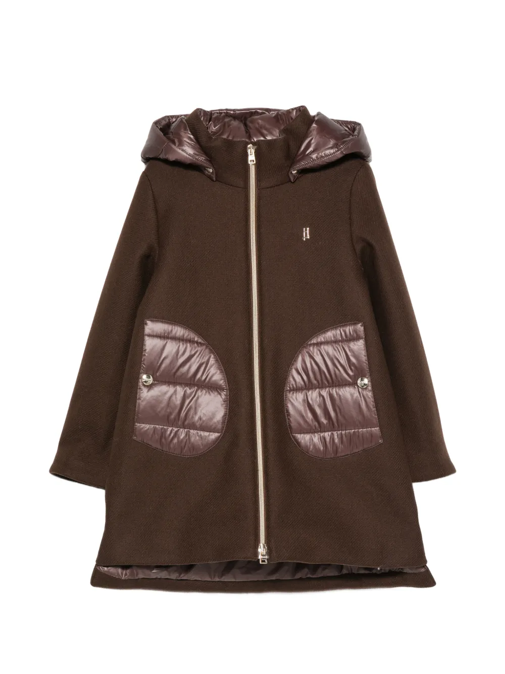Herno Kids quilted-panel hooded jacket - Marrone