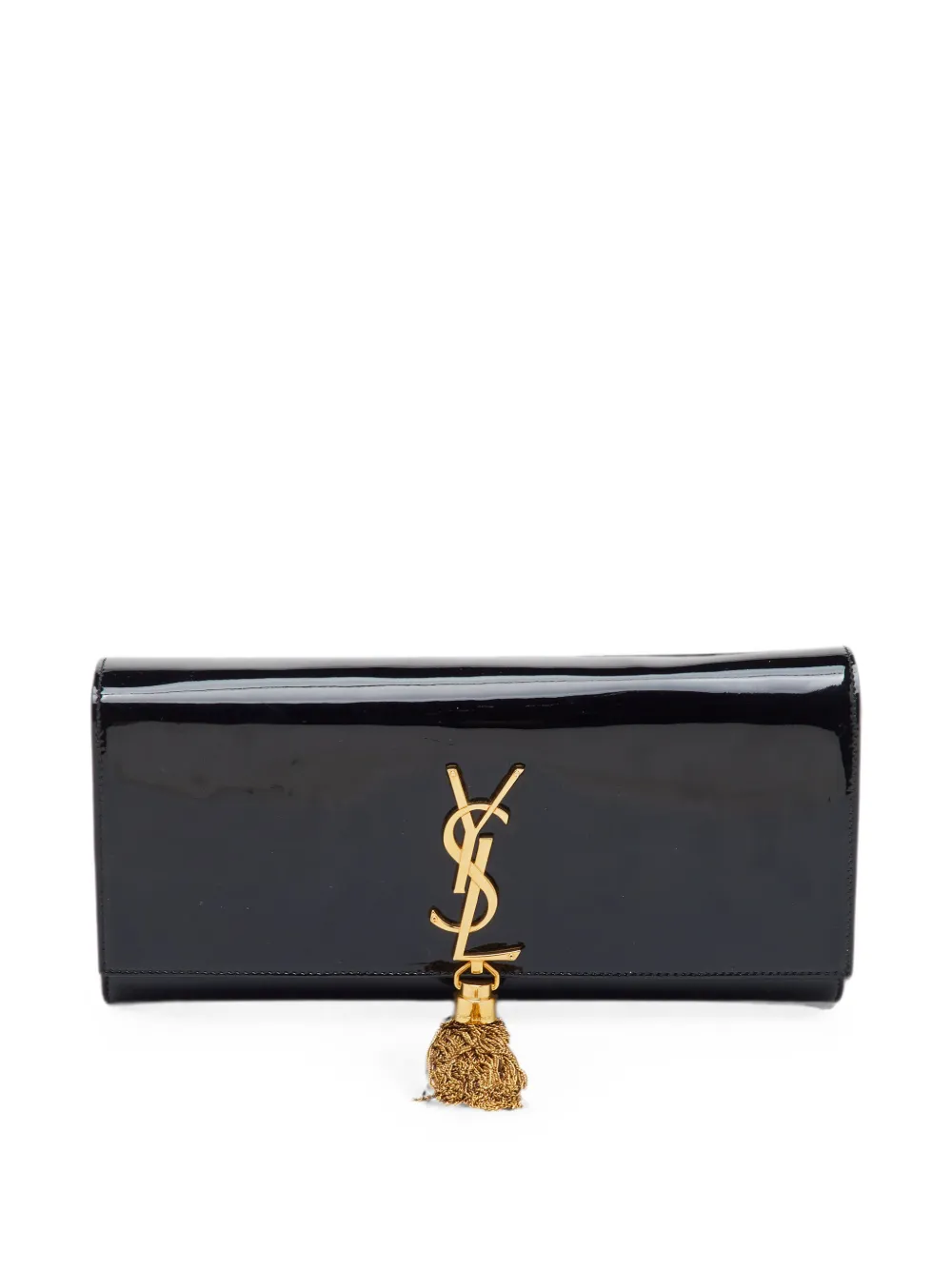 Pre-owned Saint Laurent 2013 Cassandre Tassel Clutch Bag In Black