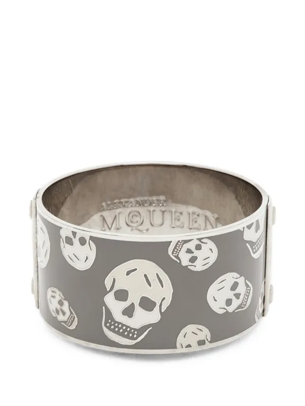 Alexander McQueen Pre-owned Skull-motif Bangle Bracelet in Silver