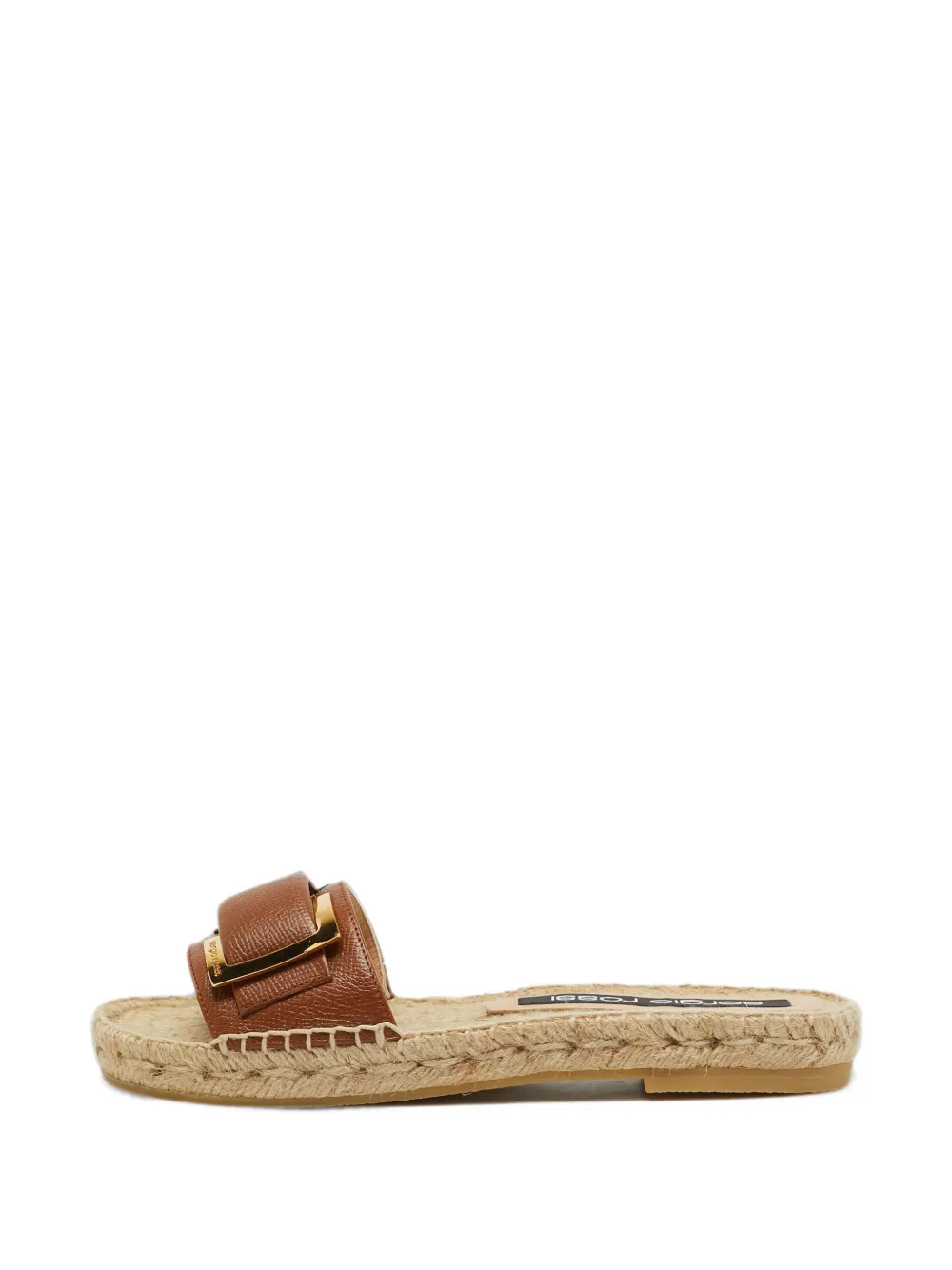 Sergio Rossi Vintage buckled flat slide espadrilles - Braun